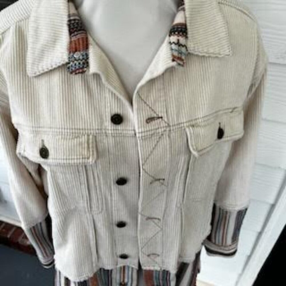 Gimmicks Shacket Women's XL Cotton Stitched Navajo Southwestern Plaid Frayed - Picture 4 of 8